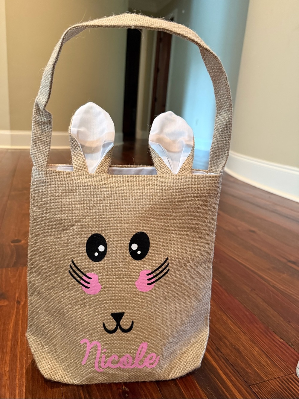 Personalized Nicole Beige Bunny Bag